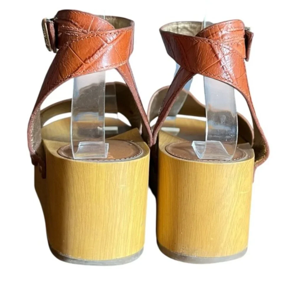 Sam Edelman Brynn Brown Leather Wedge Sandals Size 8 - Picture 11 of 15